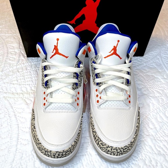Jordan Other - Air Jordan 3 Knicks White Old Royal-University Orange-Tech Grey Size 10.5